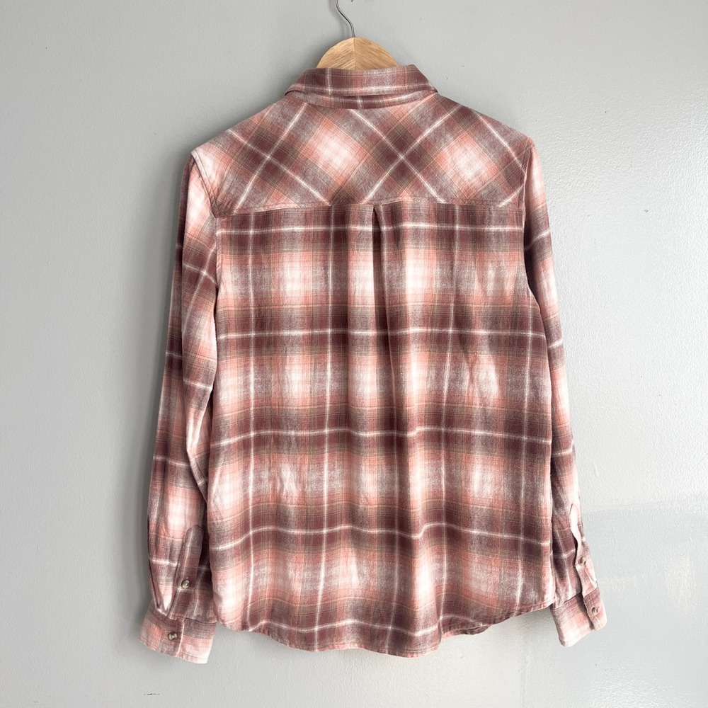 Lucky Brand Womens Peach Plaid Flannel Button Up Shirt Western Size‎ Medium - Picture 5 of 7